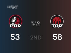 NBA常規(guī)賽：猛龍以58-53領(lǐng)先開拓者，結(jié)束半場(chǎng)