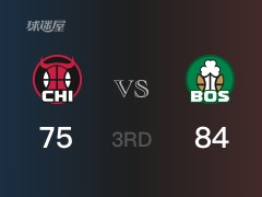 NBA常規(guī)賽：三節(jié)戰(zhàn)罷，凱爾特人以84- 75領(lǐng)先公牛，塔圖姆27分7籃板4助攻