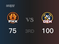 NBA常规赛：三节战罢，掘金以100- 75领先太阳，约基奇21分18篮板9助攻