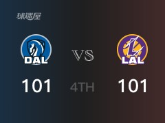 NBA常规赛：四节结束，湖人以101-101战平独行侠，威少25分6篮板5助攻