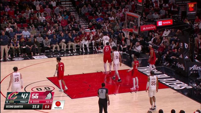 【2023年01月13日】NBA常規(guī)賽：騎士vs開(kāi)拓者第2節(jié)英文原聲回放