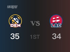 NBA常规赛：首节结束，掘金以35-34领先快船，小波特9分2助攻