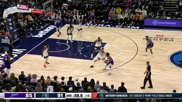 【2023年01月17日 爵士vs森林狼集錦】點亮新成就！愛德華茲成為NBA最年輕達到500個三分球的球員