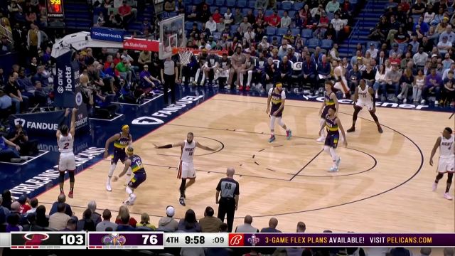 【2023年01月19日 熱火vs鵜鶘集錦】丹尼爾斯無視防守突破2+1 阿德巴約接球飛身挑籃完成還擊