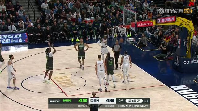 【2023年01月19日】NBA常規(guī)賽：森林狼vs掘金第2節(jié)英文原聲回放