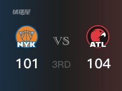 NBA常规赛：三节战罢，老鹰以104- 101领先尼克斯，特雷-杨26分6助攻