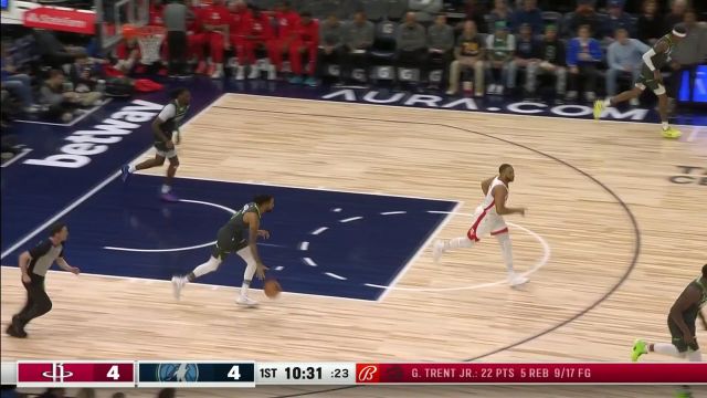 【2023年01月22日】 NBA常規(guī)賽：火箭vs森林狼第1節(jié)英文原聲回放