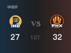 NBA常规赛：首节战罢，太阳以32- 27领先步行者，布里奇斯7分2助攻