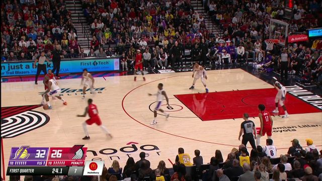 【2023年01月23日】NBA常規(guī)賽：湖人vs開拓者第1節(jié)英文原聲回放
