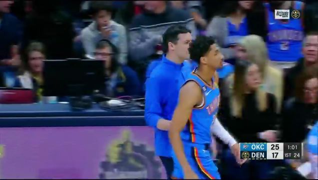 【2023年01月23日】NBA常规赛:雷霆vs掘金第1节 英文解说回放