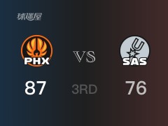 三節(jié)比分，太陽87-76領(lǐng)先馬刺，艾頓21分
