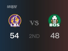 半场战罢,湖人54-48领先凯尔特人