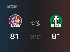 NBA常规赛:凯尔特人以81-81战平湖人,结束三节
