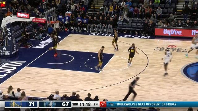【2023年02月02日 勇士vs森林狼集锦】全能的中锋开始一显身手 里德篮下+三分线外连取5分