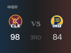 NBA常规赛：骑士以98-84领先步行者，结束三节