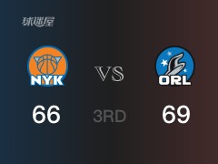 NBA常规赛:魔术以69-66领先尼克斯,结束三节