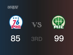 NBA常規(guī)賽：三節(jié)數(shù)據(jù)，雄鹿以99-85領(lǐng)先76人，大洛21分3籃板3助攻