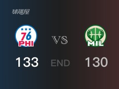 76人vs雄鹿戰(zhàn)報(bào)：字母哥34分哈登38分 76人取勝 雄鹿遭失利