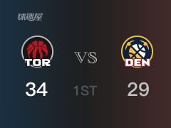 NBA常规赛:首节结束,猛龙以37-31领先掘金,范弗利特7分5助攻