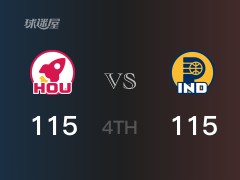 NBA常规赛：四节数据，步行者以115-115战平火箭， 特纳21分5篮板