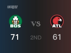 NBA常規(guī)賽 ：半場數(shù)據(jù)， 凱爾特人以71-61領(lǐng)先老鷹，塔圖姆18分6籃板3助攻