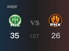 首節(jié)戰(zhàn)罷，雄鹿35-26領(lǐng)先太陽