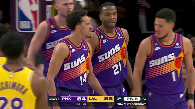 【2023年03月23日 太阳vs湖人集锦】5秒丢6分!佩恩三分命中 湖人发球低级失误布克飞身打成2+1