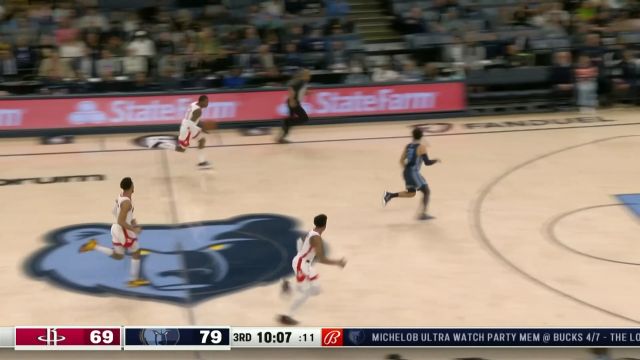 【2023年03月23日 火箭vs灰熊集锦】申京抢断后小波特持球推进 妙传格林弹射升空轻松扣篮
