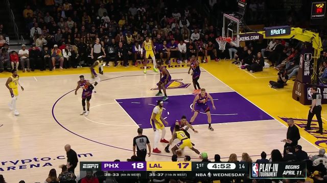 【2023年03月23日】NBA常規(guī)賽：太陽(yáng)vs湖人第1節(jié)英文原聲回放