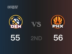 NBA常规赛 ：半场数据， 太阳以56-55领先掘金，杜兰特11分5篮板2助攻