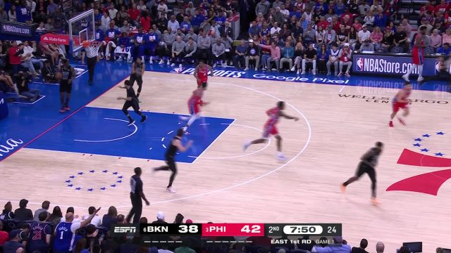 【2023年04月16日】NBA東部首輪G1：籃網(wǎng)vs76人第2節(jié)英文原聲回放