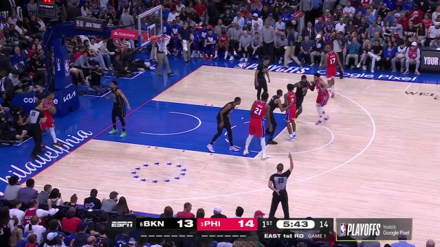 【2023年04月16日】NBA東部首輪G1：籃網(wǎng)vs76人第1節(jié)英文原聲回放