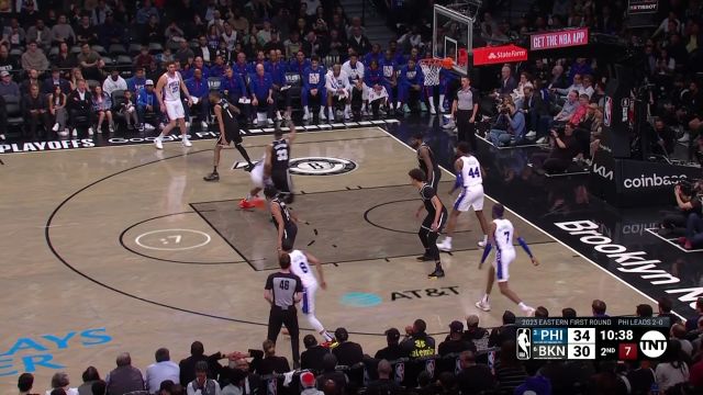 【2023年04月21日】NBA东部首轮G3：76人vs篮网第2节英文原声回放