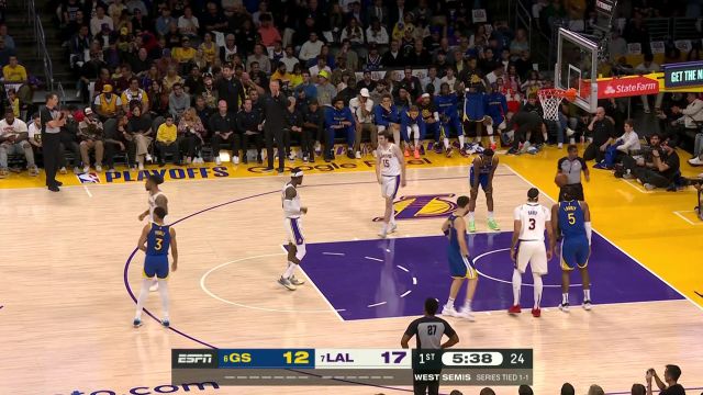 【2023年05月07日】NBA西部半決賽G3：勇士vs湖人第1節(jié)英文原聲回放