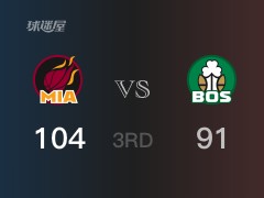 NBA季后赛：三节战罢，热火以102- 91领先凯尔特人，巴特勒27分5篮板5助攻