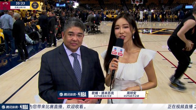 【2023年06月02日 熱火vs掘金集錦】前方連線周玲安采訪歐姆-揚(yáng)米蘇克：約基奇和穆雷雙人組是破熱火聯(lián)防的重中之重