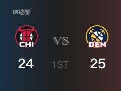 NBA季前赛:首节结束,掘金以25-24领先公牛,穆雷8分