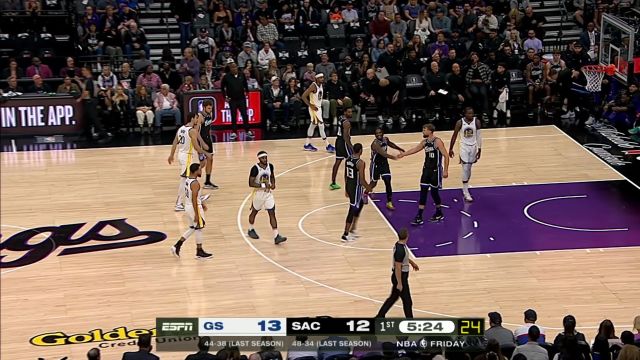 【2023年10月28日】NBA常規(guī)賽：勇士vs國王第1節(jié)英文原聲回放