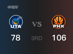 NBA常規(guī)賽：太陽以106-78領先爵士，結束三節(jié)