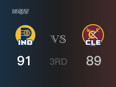 NBA常規(guī)賽：步行者以91-89領(lǐng)先騎士，結(jié)束三節(jié)
