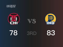 NBA常規(guī)賽：步行者以83-78領先公牛，結束三節(jié)