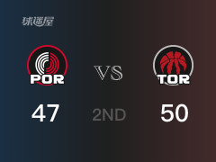 NBA常規(guī)賽 ：半場(chǎng)數(shù)據(jù)， 猛龍以50-47領(lǐng)先開(kāi)拓者，西亞卡姆12分3籃板