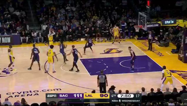 【2023年11月16日】NBA常規(guī)賽：國(guó)王vs湖人第4節(jié)英文原聲錄像回放