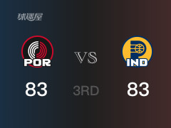 NBA常規(guī)賽：開拓者以86-83領(lǐng)先步行者，結(jié)束三節(jié)