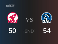 NBA常規(guī)賽：半場(chǎng)戰(zhàn)罷，獨(dú)行俠以54-50領(lǐng)先火箭，東契奇18分4籃板6助攻