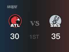 NBA常規(guī)賽：首節(jié)結(jié)束，馬刺以35-30領(lǐng)先老鷹，文班亞馬10分4籃板
