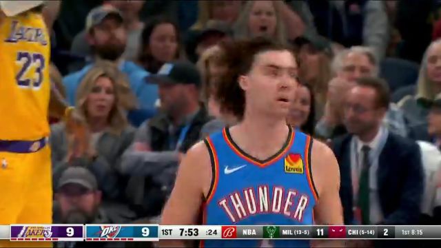 【2023年12月01日】NBA常規(guī)賽：湖人vs雷霆第1節(jié)中文解說(shuō)錄像回放
