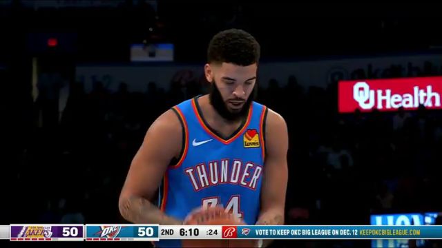 【2023年12月01日】NBA常規(guī)賽：湖人vs雷霆第2節(jié)英文原聲錄像回放