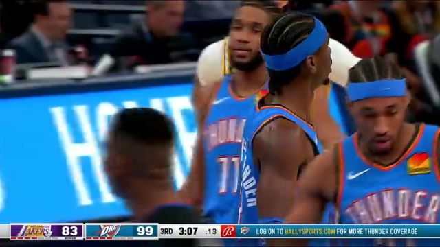 【2023年12月01日】NBA常規(guī)賽：湖人vs雷霆第3節(jié)英文原聲錄像回放