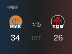 NBA常規(guī)賽：首節(jié)戰(zhàn)罷，尼克斯以36- 26領(lǐng)先猛龍，蘭德?tīng)?分5籃板2助攻